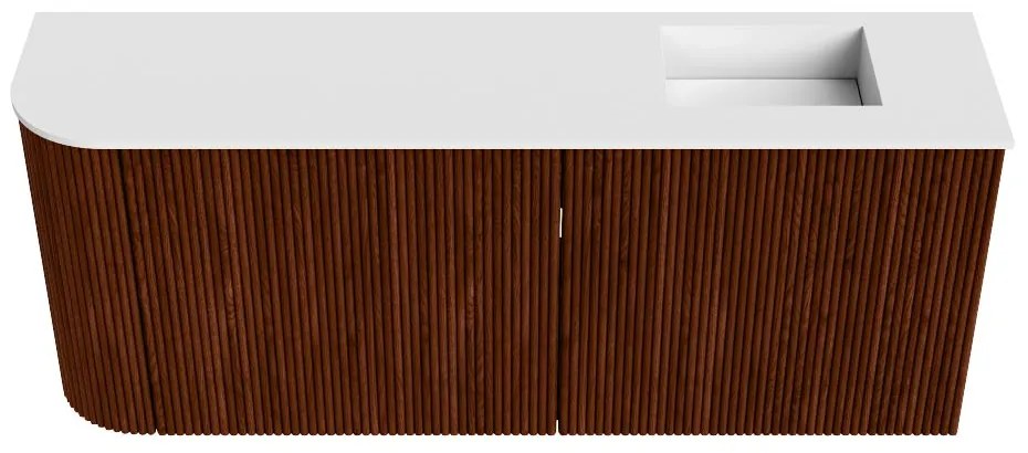 Mondiaz Joya 100cm toiletmeubel ronding links ruby met wastafel faye rechts zonder kraangat talc