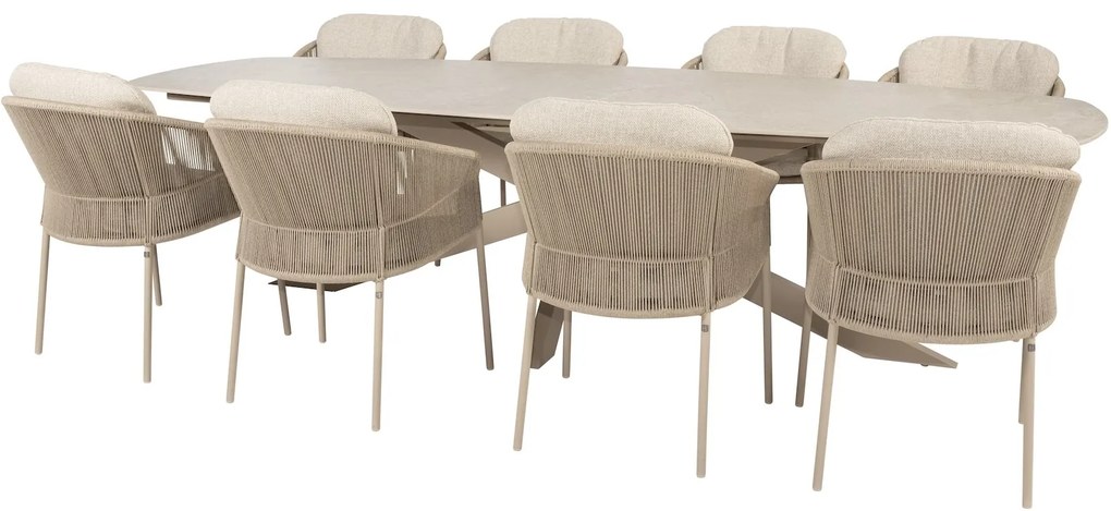 Prado Florence dining tuinset 300x110xH75 cm 9 delig latte keramisch deens ovaal Taste 4SO