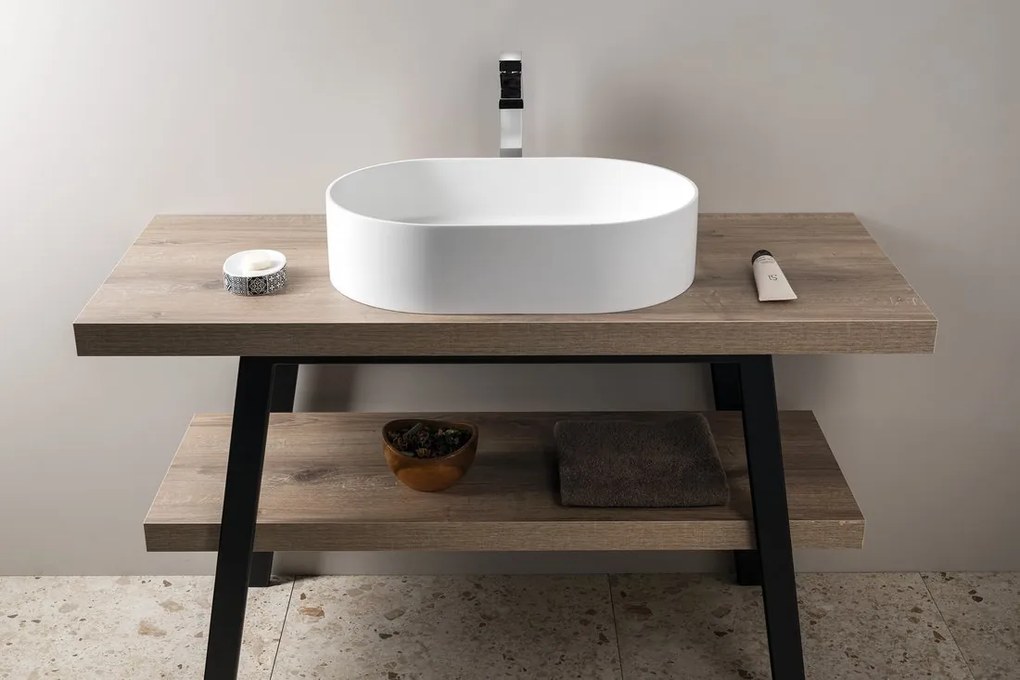 Sapho Thin ovale waskom solid surface 55x35cm wit mat