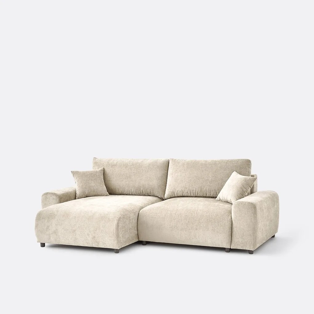 Omkeerbare hoekbank, omvormbaar, met box, in gevlamde chenille, GALENE