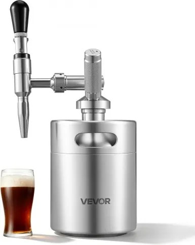 VEVOR Nitro Cold Brew Koffiekan 2L, Roestvrijstalen Koffiemaker met Kraan, Koffiekan voor Thuisgebruik, Draagbare Koffiekan met Dispenser en Overdrukventiel, Geschikt voor Koffieliefhebbers