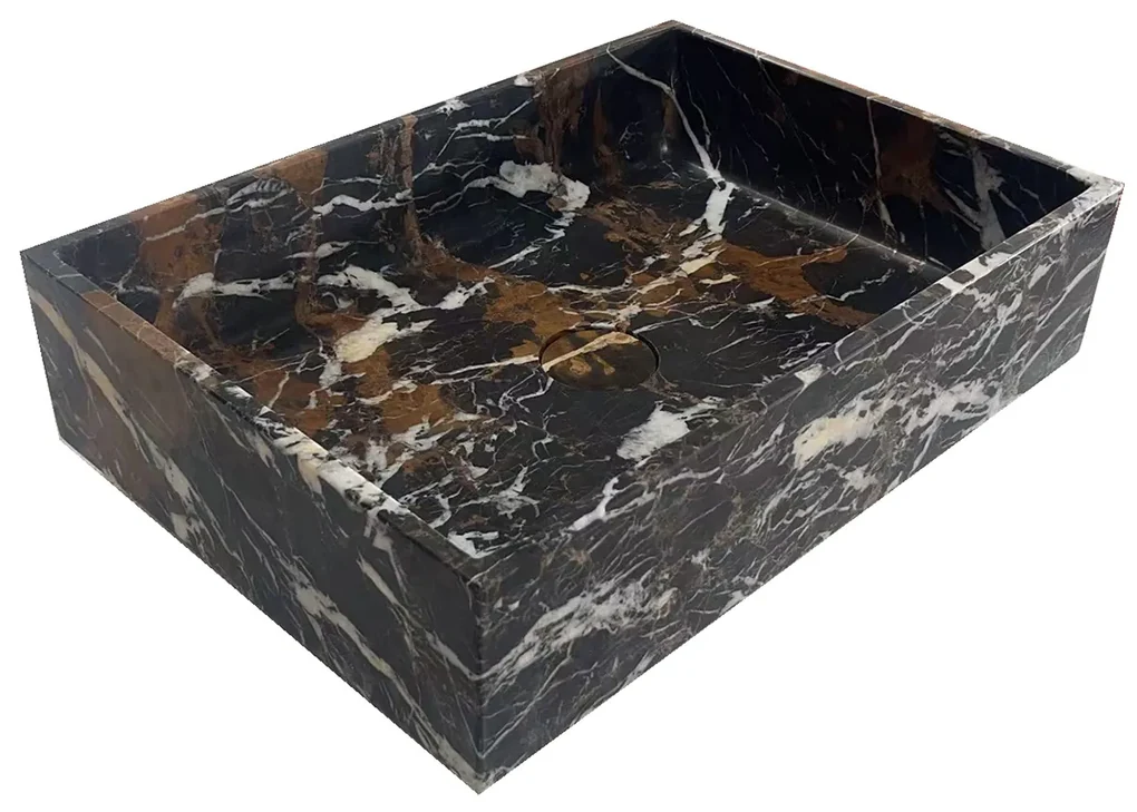 Saniclear Portoro Gold marmer waskom rechthoekig 50x35cm