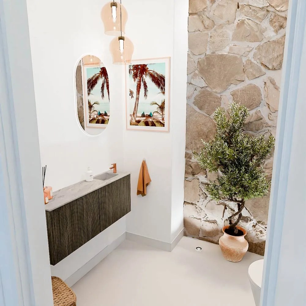 Mondiaz Joya DLux 100cm toiletmeubel shadow met wastafel faye rechts 1 kraangat glace