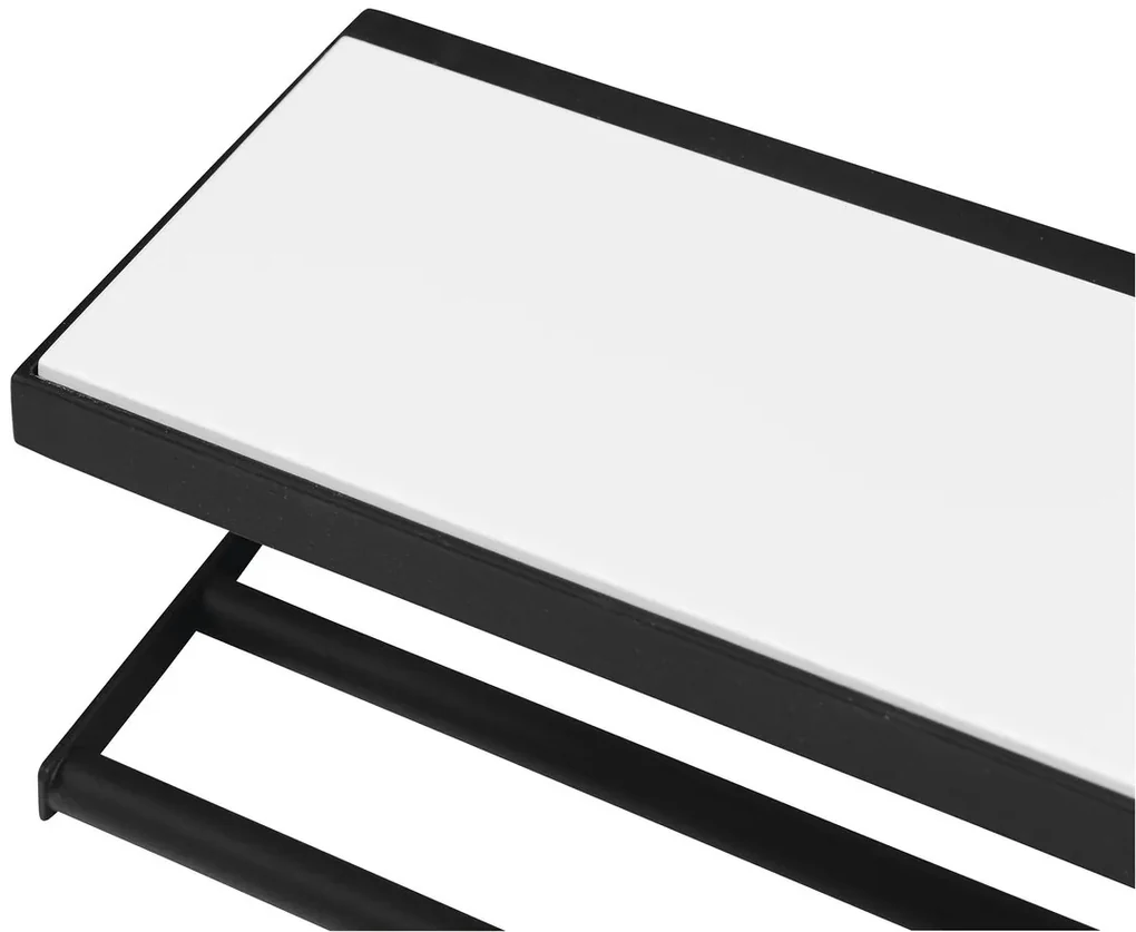Sapho Industrial handdoekhouder met plateau zwart wit