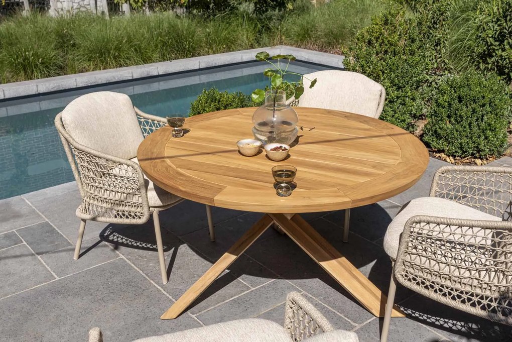 4 Seasons Outdoor Puccini tuinset met Prado tafel Ø 130 cm  Tuinset    beige weerbestendig