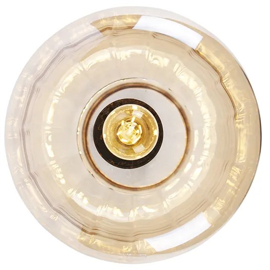 Design plafondlamp zwart met amber glas - Qara