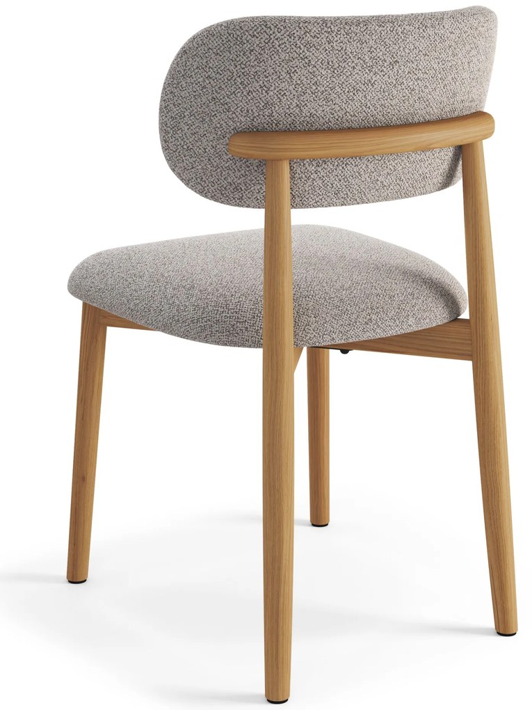 AVLO Beige Latte (stof Monza 60)/gelakt eiken frame – HOUTEN BOUCLÉSTOEL VOOR WOONKAMER, EETKAMER, KEUKEN RETRO