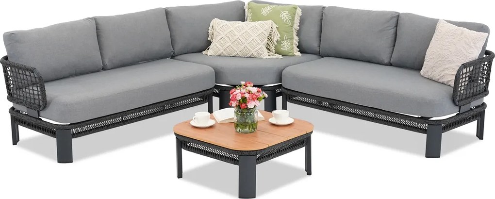 Tuinmeubelset met hoekbank Ravello Corner 5 antraciet Garden Point