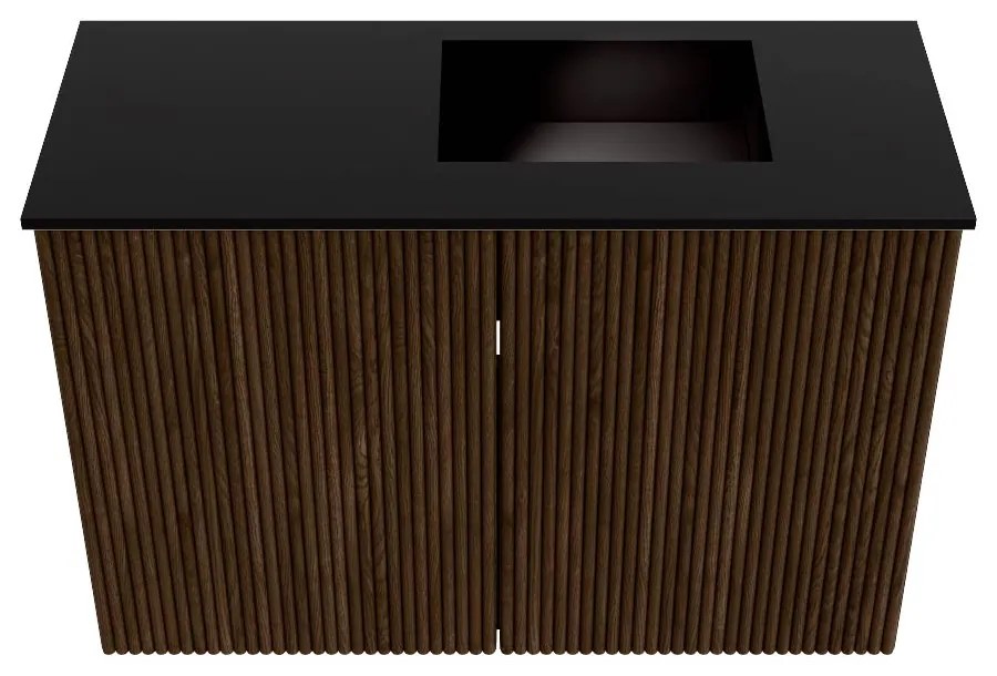 Mondiaz Joya 60cm toiletmeubel walnut met wastafel faye rechts zonder kraangat urban