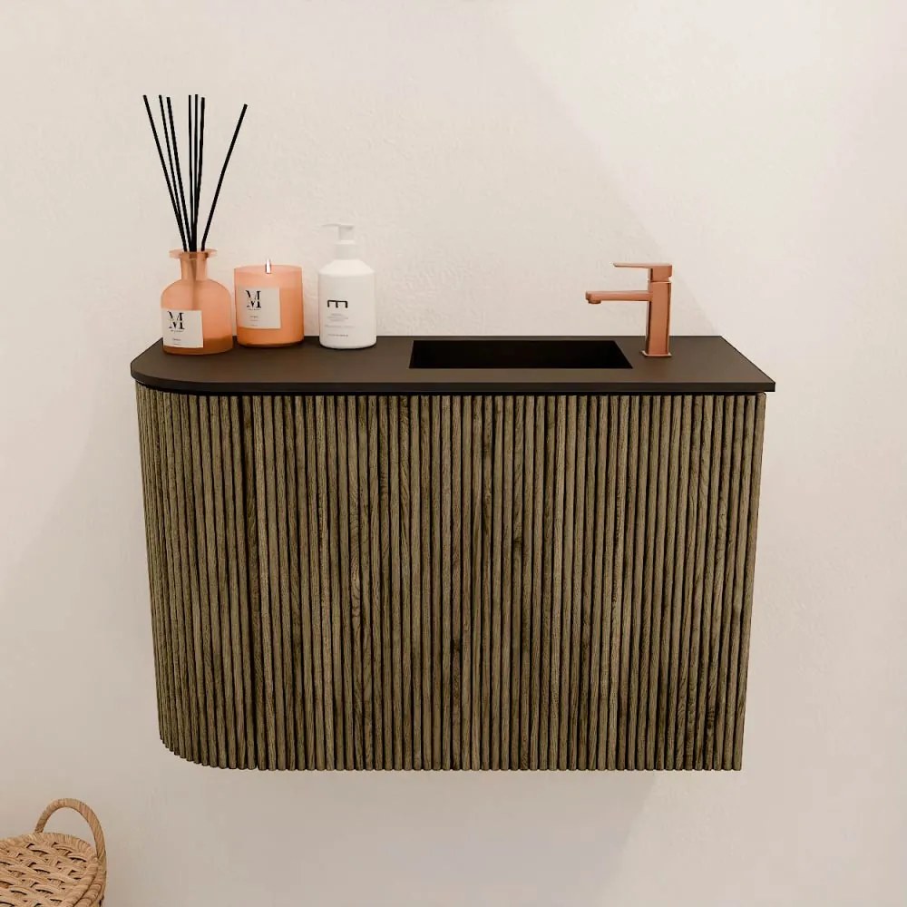 Mondiaz Joya 60cm toiletmeubel ronding links dusk met wastafel faye rechts 1 kraangat urban