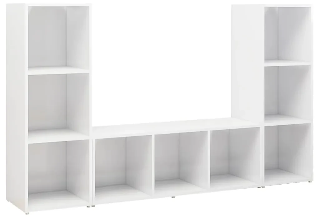 vidaXL Tv-meubelen 3 st 107x35x37 cm spaanplaat hoogglans wit