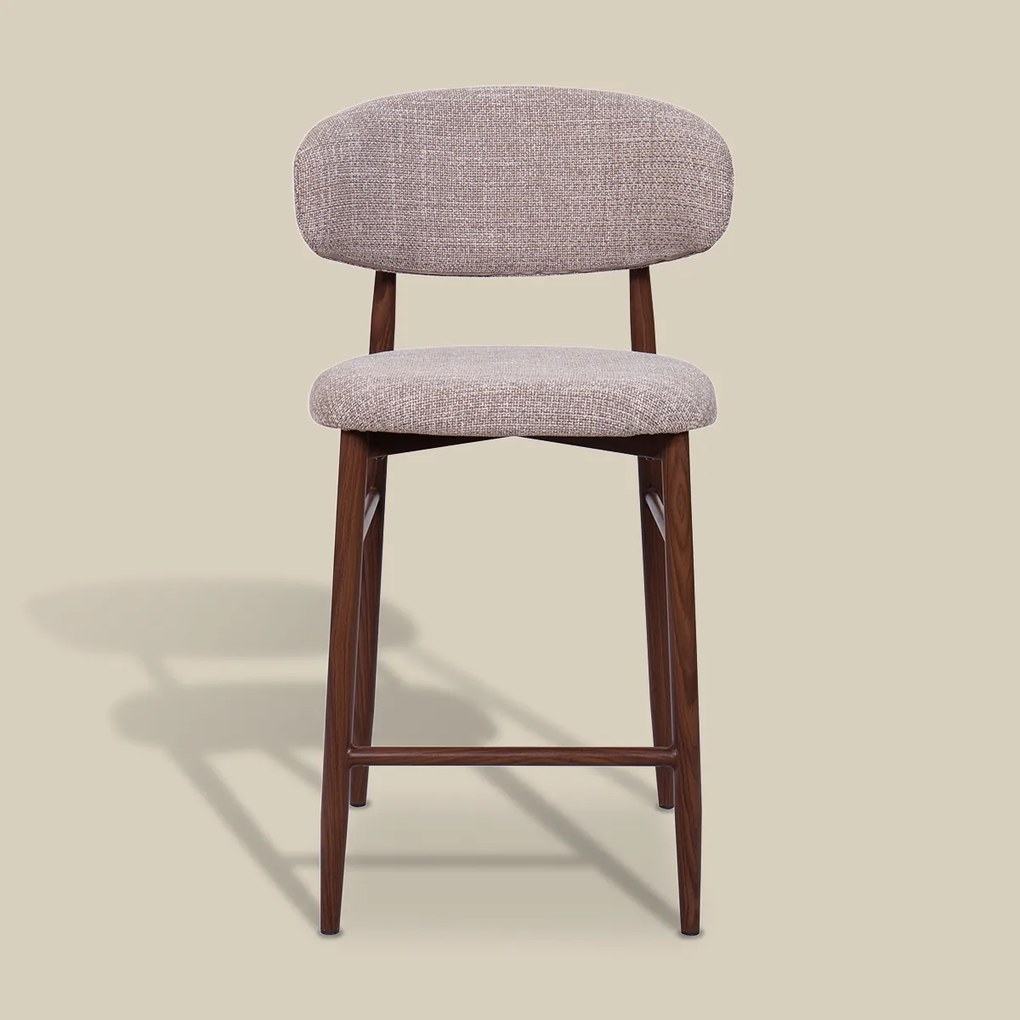 Barkruk Met Rugleuning Walnoot Beige