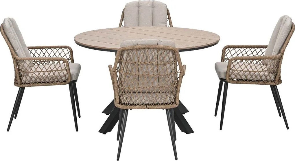 Garden Impressions Kalibo tuinset 5-delig - Tulli tuintafel Ø122 cm