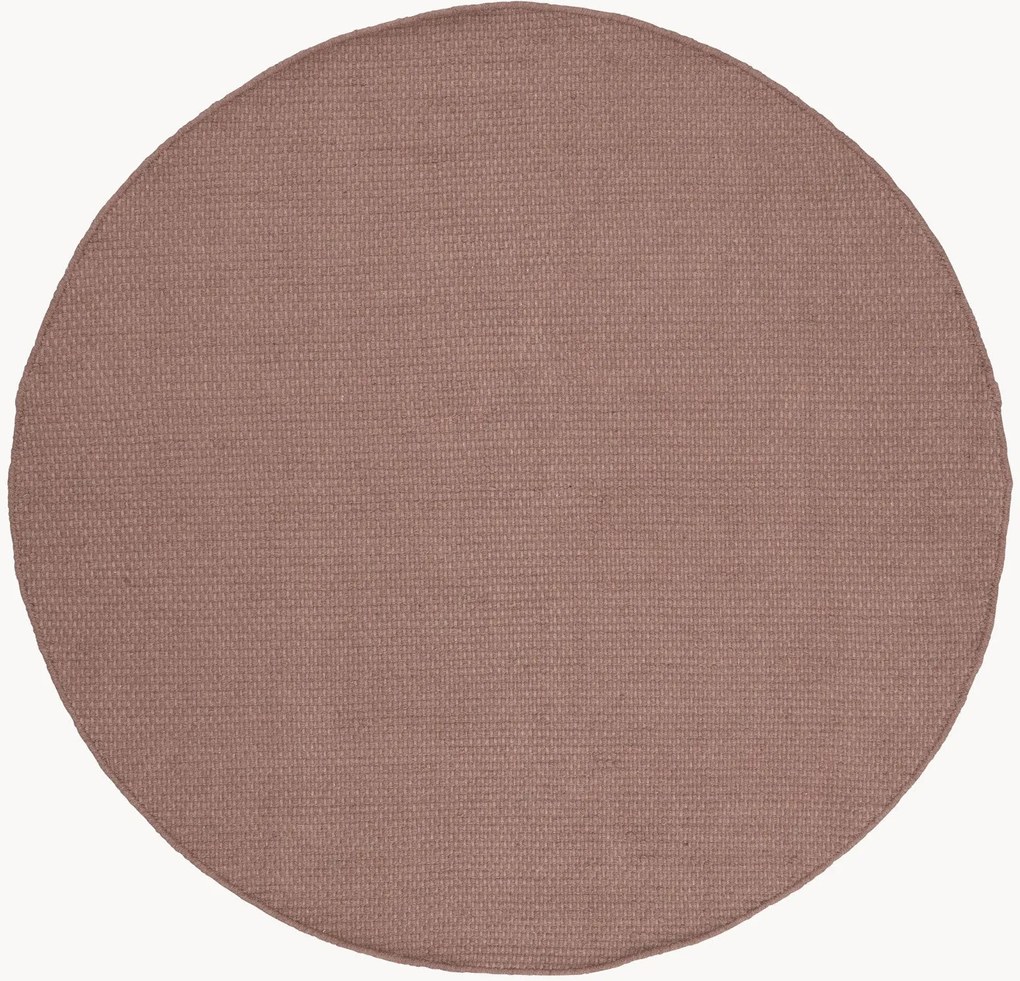 Rond laagpolig wollen vloerkleed Oksa, handgeweven