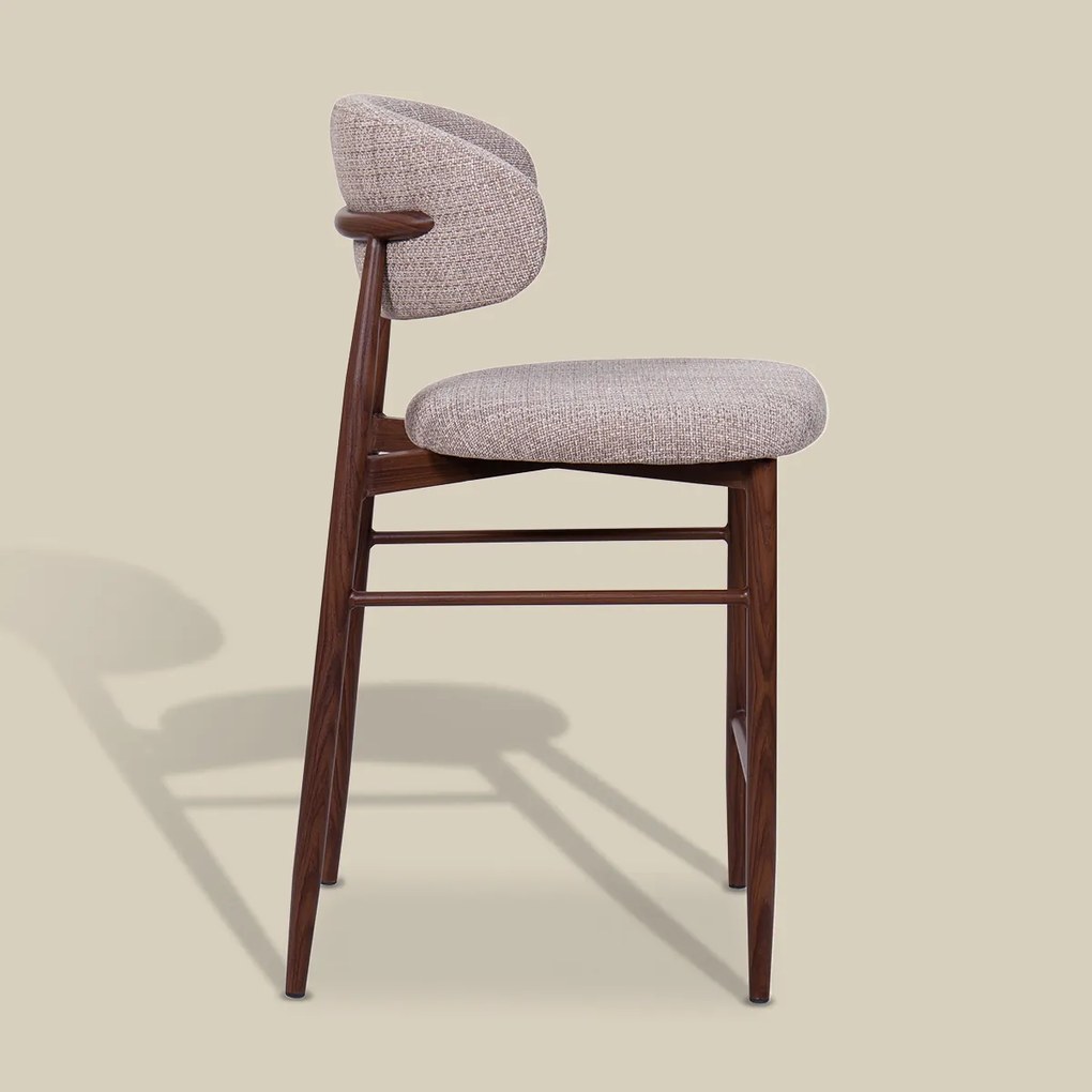 Barkruk Met Rugleuning Walnoot Beige