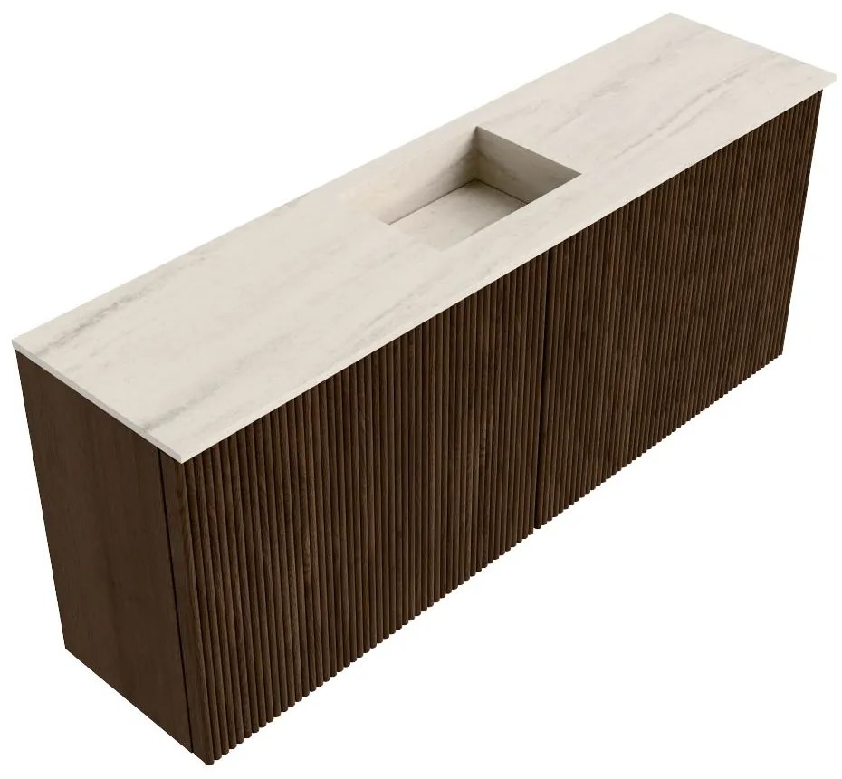 Mondiaz Joya DLux 100cm toiletmeubel walnut met wastafel faye midden zonder kraangat meli