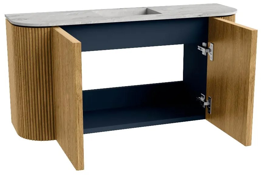 Mondiaz Joya DLux 85cm toiletmeubel ronding links/rechts oak met wastafel faye midden zonder kraangat glace