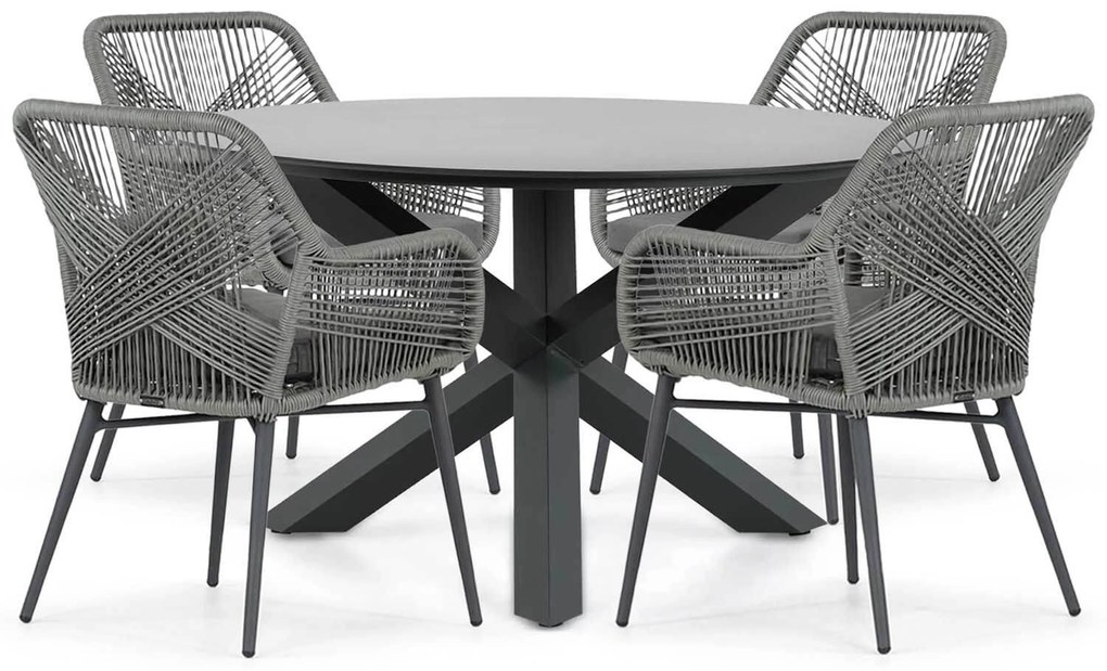Tuinset Ronde Tuintafel 4 personen 130 cm Aluminium/wicker Grijs  Lifestyle Garden Furniture Advance/Orino