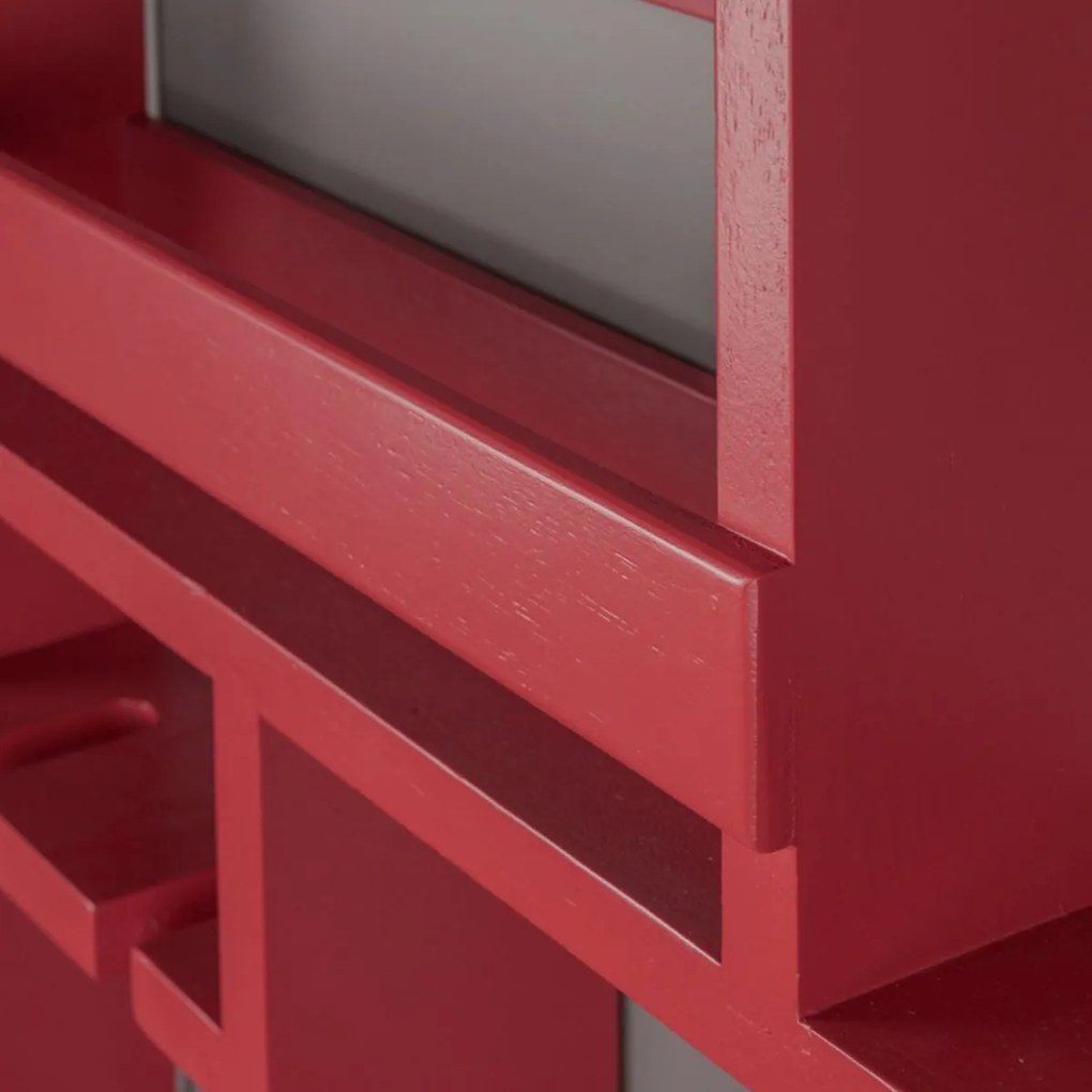 Dutchbone Myron Muur Wijnrek Rood Hout - 80x10x120cm.