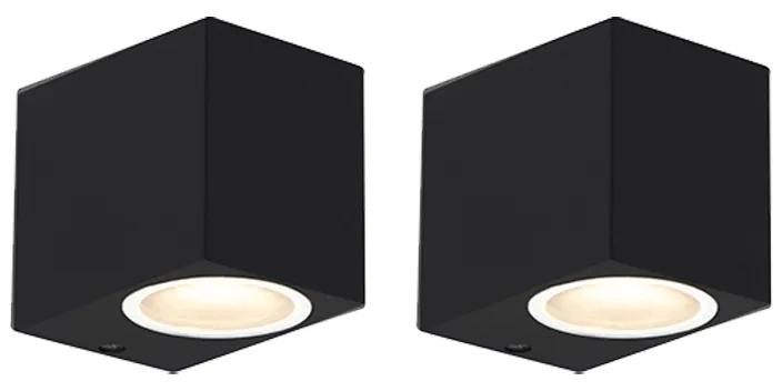 Buitenlamp Set van 2 Moderne wandlampen zwart IP44 - Baleno I Modern, Design GU10 IP44 Buitenverlichting