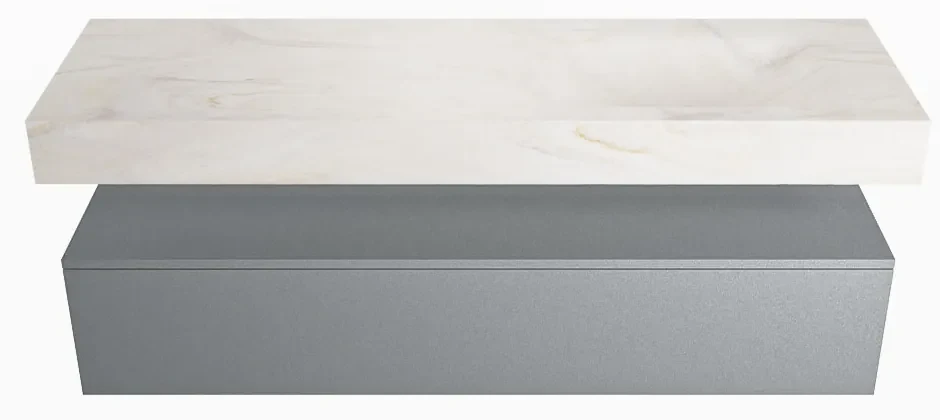Mondiaz Alan DLux badmeubel 150cm plata 1 lade met wastafel ostra rechts 1 kraangat
