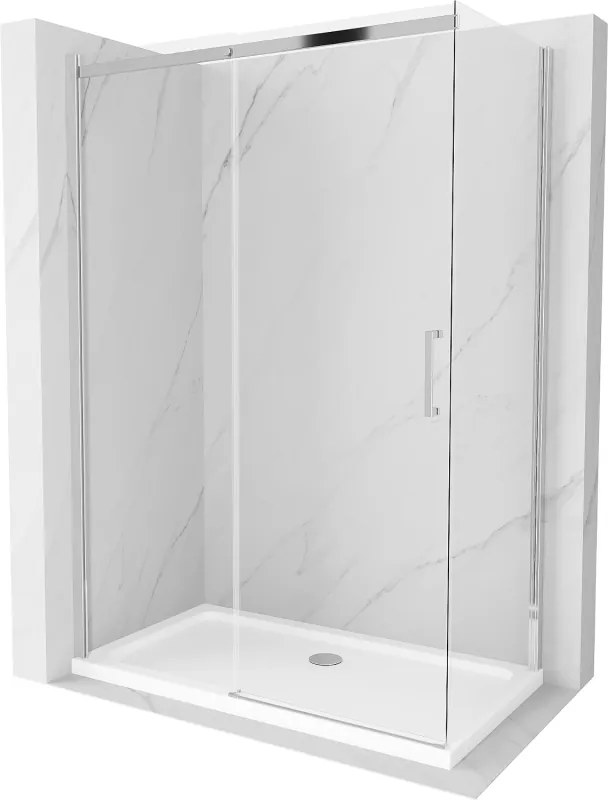 Mexen Omega schuifdouchecabine 130 x 70 cm, transparant, chroom + Flat douchebak - 825-130-070-01-00-4010