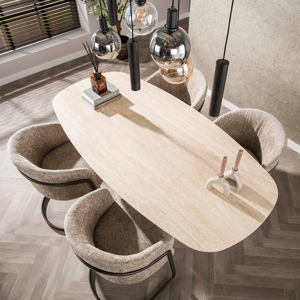 Moderne Armstoel Met Bronzen Frame Zand