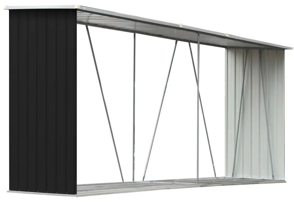 vidaXL Haardhoutschuur 330x84x152 cm gegalvaniseerd staal antraciet
