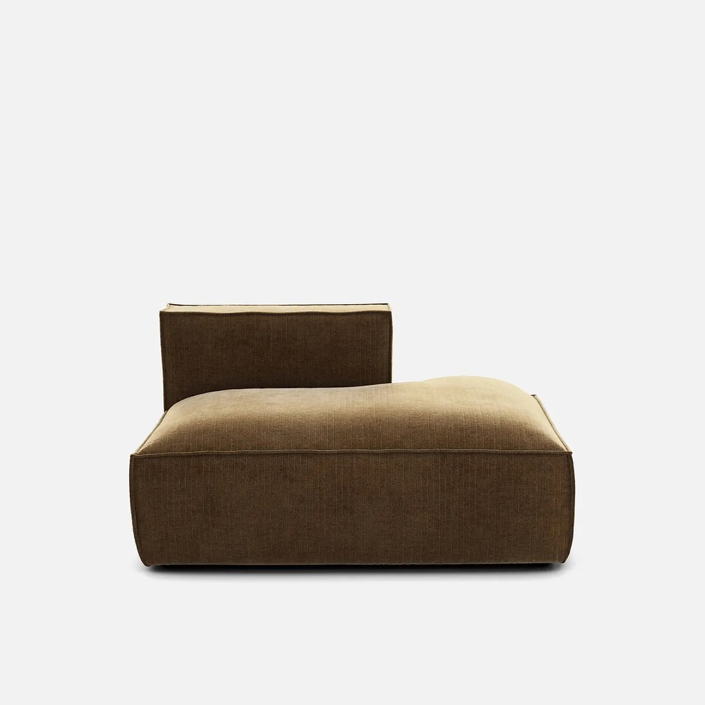 Loungebank element rechts voor modulaire bank, in vintage ribfluweel, SEVEN