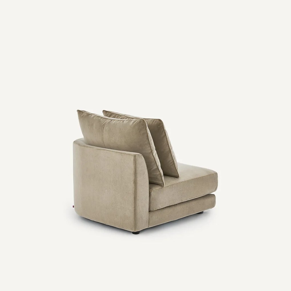 Halve bank rechts, afgerond, modulair, van stonewashed fluweel, TIBERIO