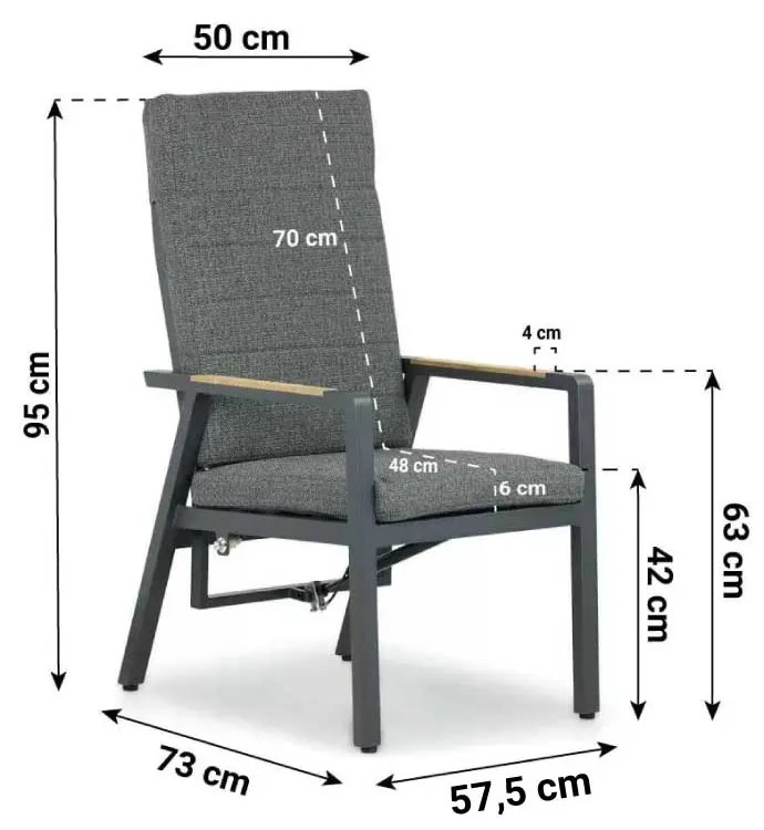 Tuinset 6 personen 240 cm Aluminium/teak Grijs Lifestyle Garden Furniture Marseille/Diogo