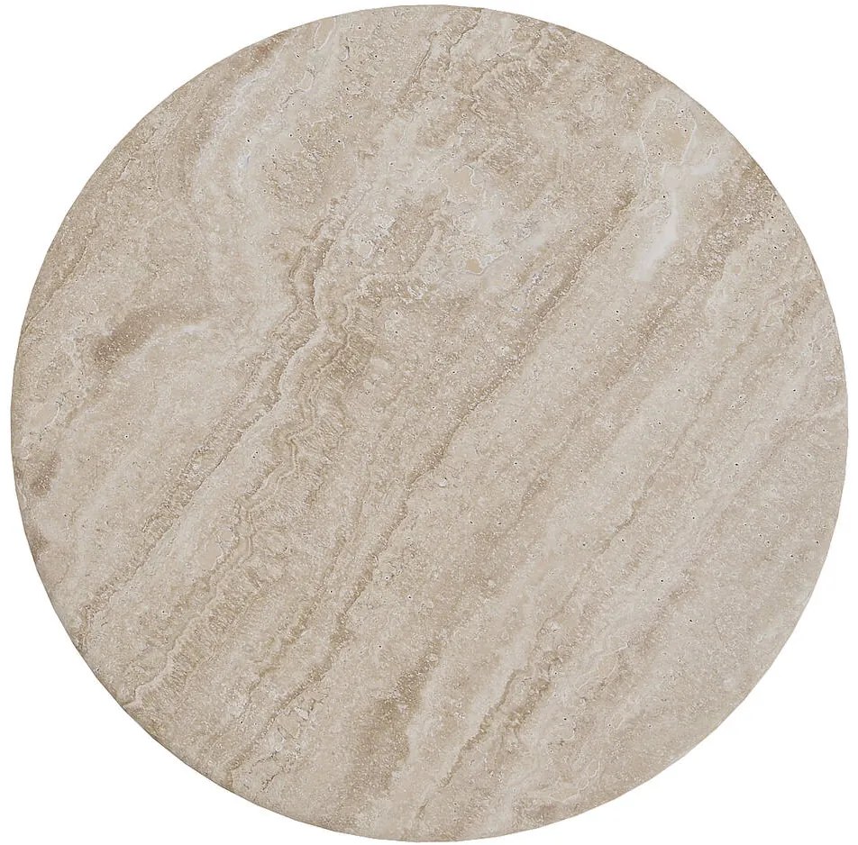 Goossens Salontafel Sisu rond, travertine bruin, modern design, 95 x 40 x 95 cm