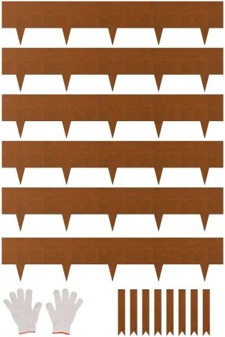 VEVOR Gazonrand, Pak van 6, 1016 x 203,2 mm, Tuinhek, Bedrand, Metalen Landschapsrand, Flexibele Tuinrand, Haaienpunt, Gazonrand voor Bloemperken, Tuinpadverdeler