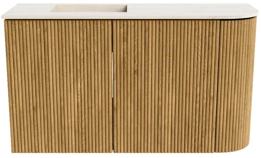 Mondiaz Joya DLux 70cm toiletmeubel ronding rechts oak met wastafel faye links zonder kraangat meli