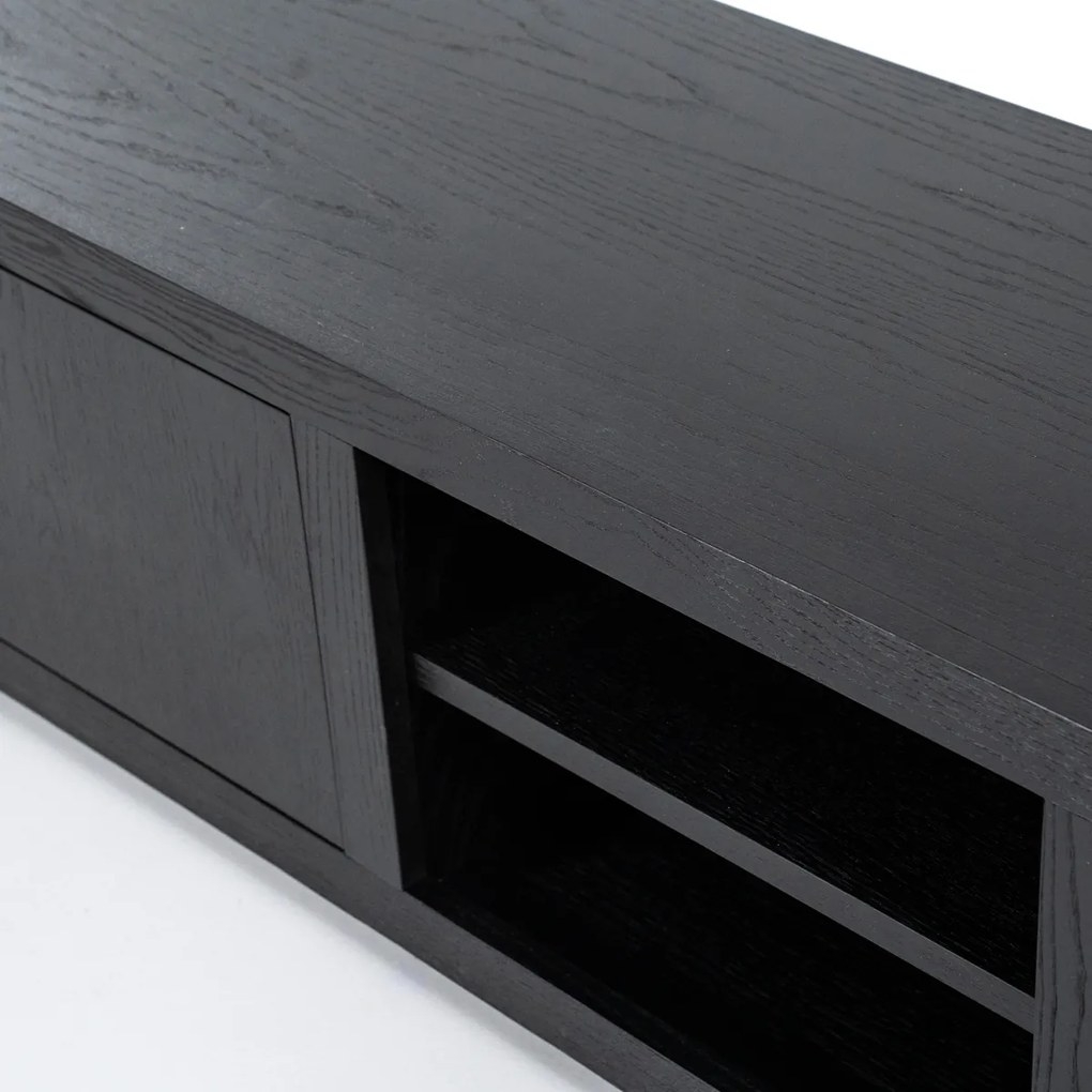 Tv-meubel Zwart Eiken 200 Cm - 200x42x45cm.