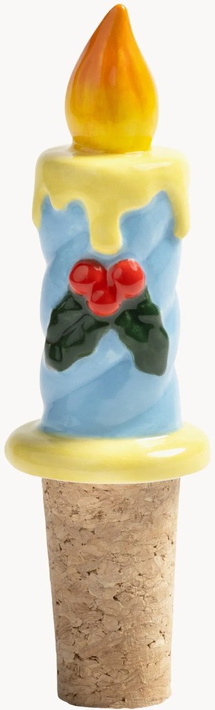 Handbeschilderde flesstopper Candle van dolomiet