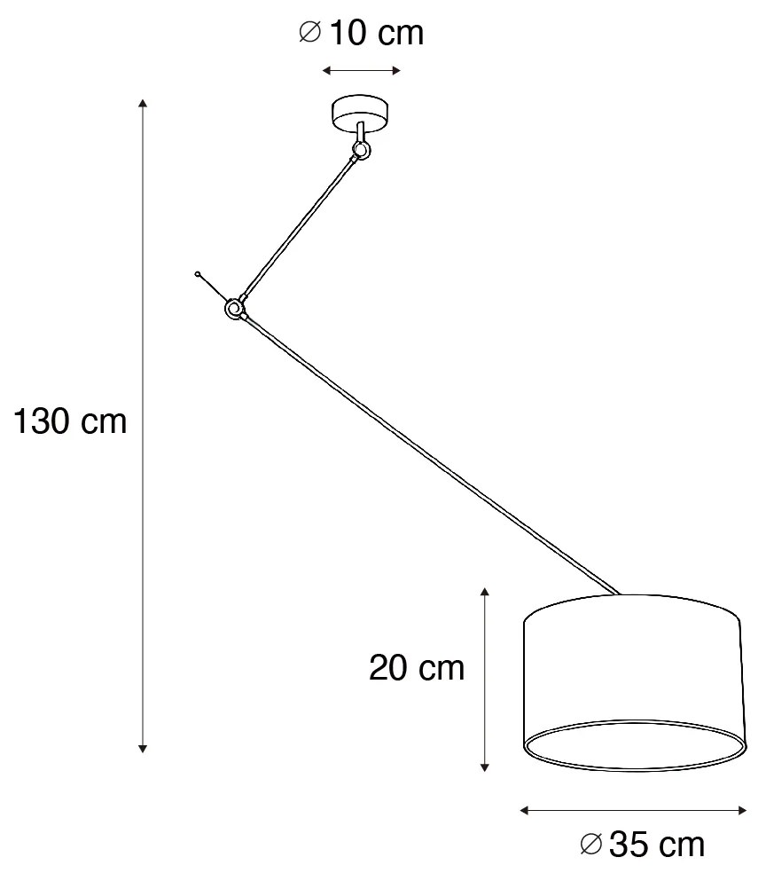 Hanglamp zwart met velours kap taupe 35cm - Blitz Klassiek / Antiek, Modern E27 rond Binnenverlichting Lamp
