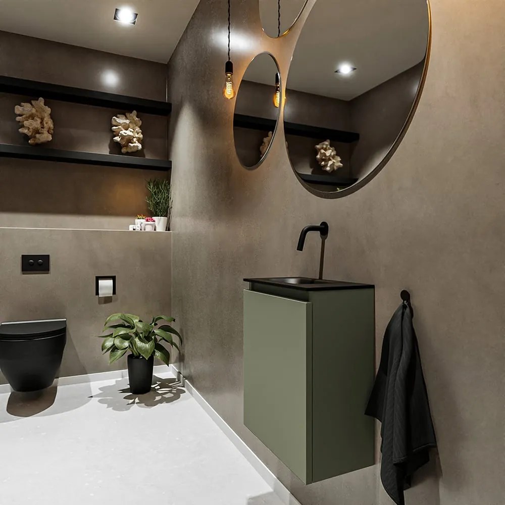 Mondiaz Ture 40cm toiletmeubel army met wastafel urban links geen kraangat