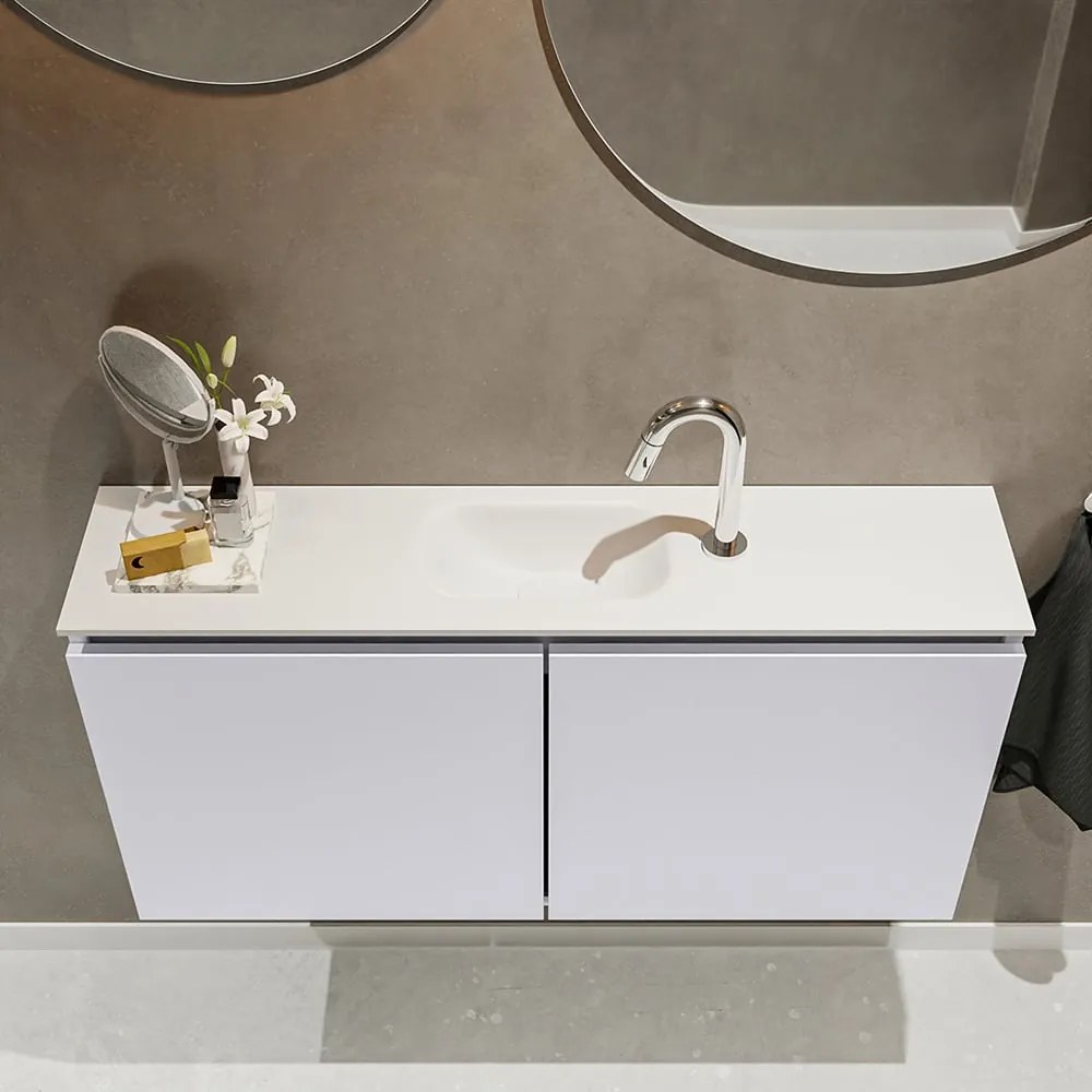 Mondiaz Ture 100cm toiletmeubel cale met wastafel talc midden 1 kraangat