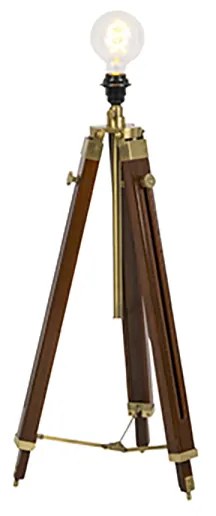 Vintage vloerlamp messing met kap wit 50 cm tripod - Cortin