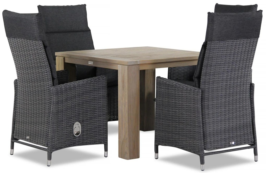 Tuinset 4 personen 100 cm Wicker Zwart Garden Collections Madera/Brighton