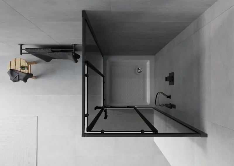 Mexen Rio vierkante douchecabine 70 x 70 cm, grafiet, zwart + douchebak, wit - 860-070-070-70-40-4510