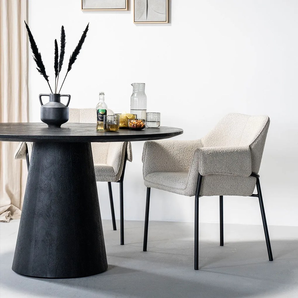 Ronde Eettafel Zwart 130 Cm - 130 X 130cm.