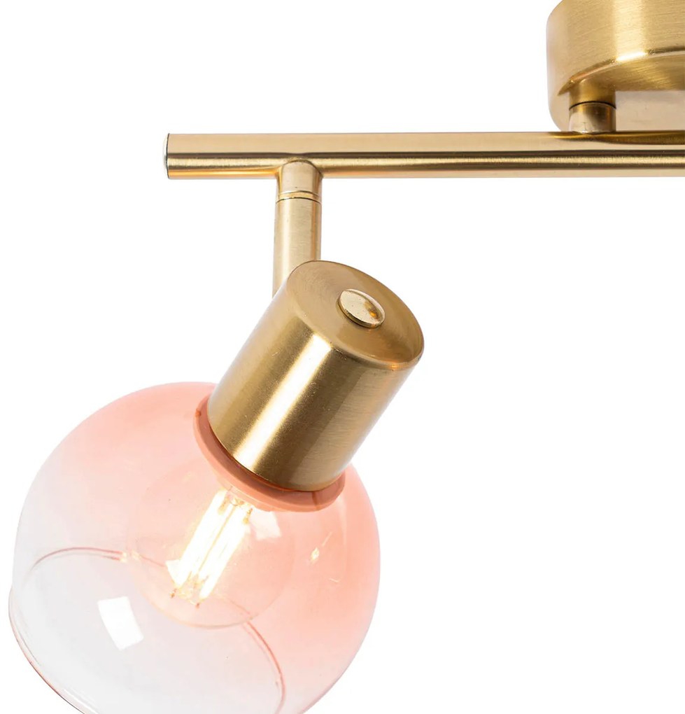 Smart Spot / Opbouwspot / Plafondspot goud met roze glas incl. 2 Wifi P45 - Vidro Art Deco E14 Binnenverlichting Lamp