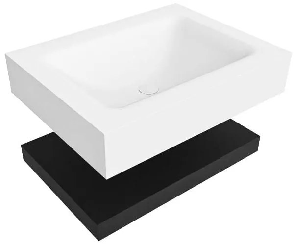 Zaro Alan badmeubel 60cm met planchet urban en vrijhangende wastafel cloud midden zonder kraangat talc