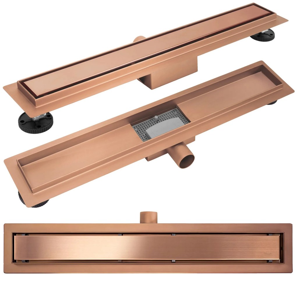 Lineaire afvoer Rea Neox brush copper 50