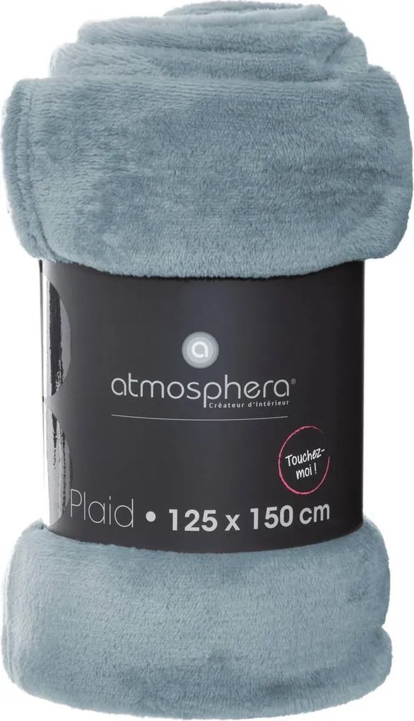 Atmosphera Plaid Deken - Polyester - 125 x 150 cm - IJsblauw