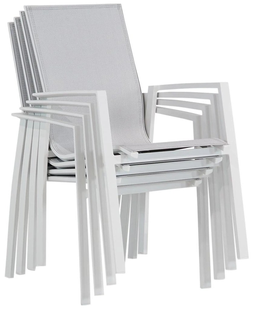 Tuinset Ronde Tuintafel 6 personen 160 cm Aluminium/textileen Wit Lifestyle Garden Furniture Ultimate/Wellington