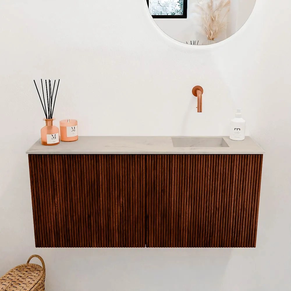 Mondiaz Joya DLux 90cm toiletmeubel ruby met wastafel faye rechts zonder kraangat opalo