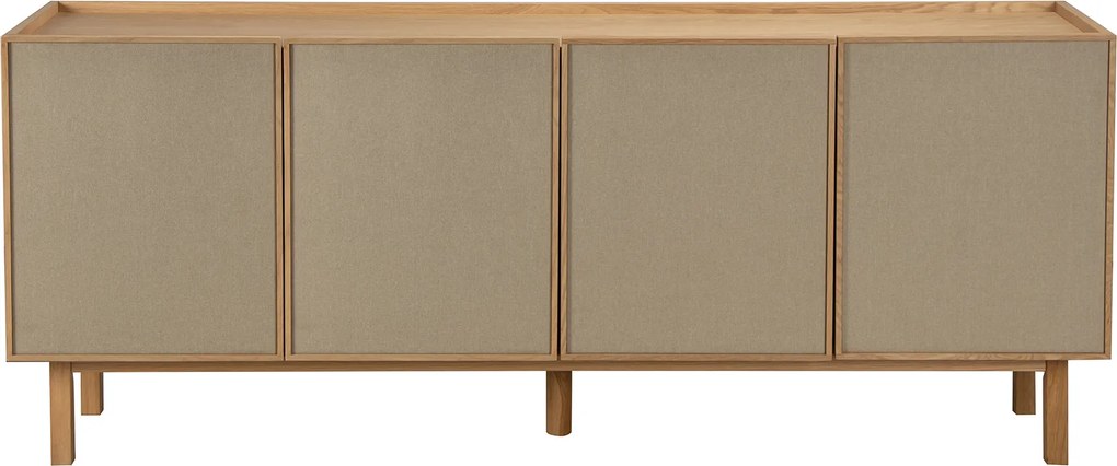 Eiken Dressoir Met Stoffen Deuren 180 Cm - 180x40x60cm.